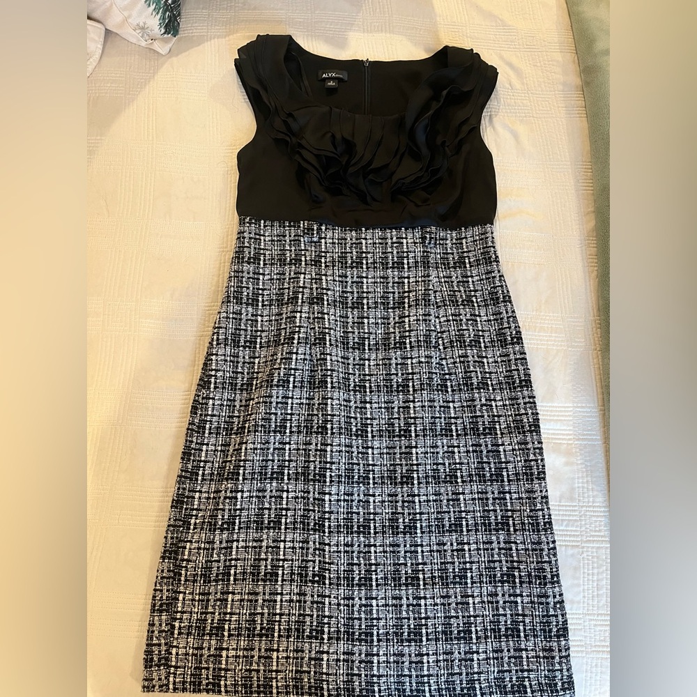 Alyx Houndstooth Ruffled Office Dress